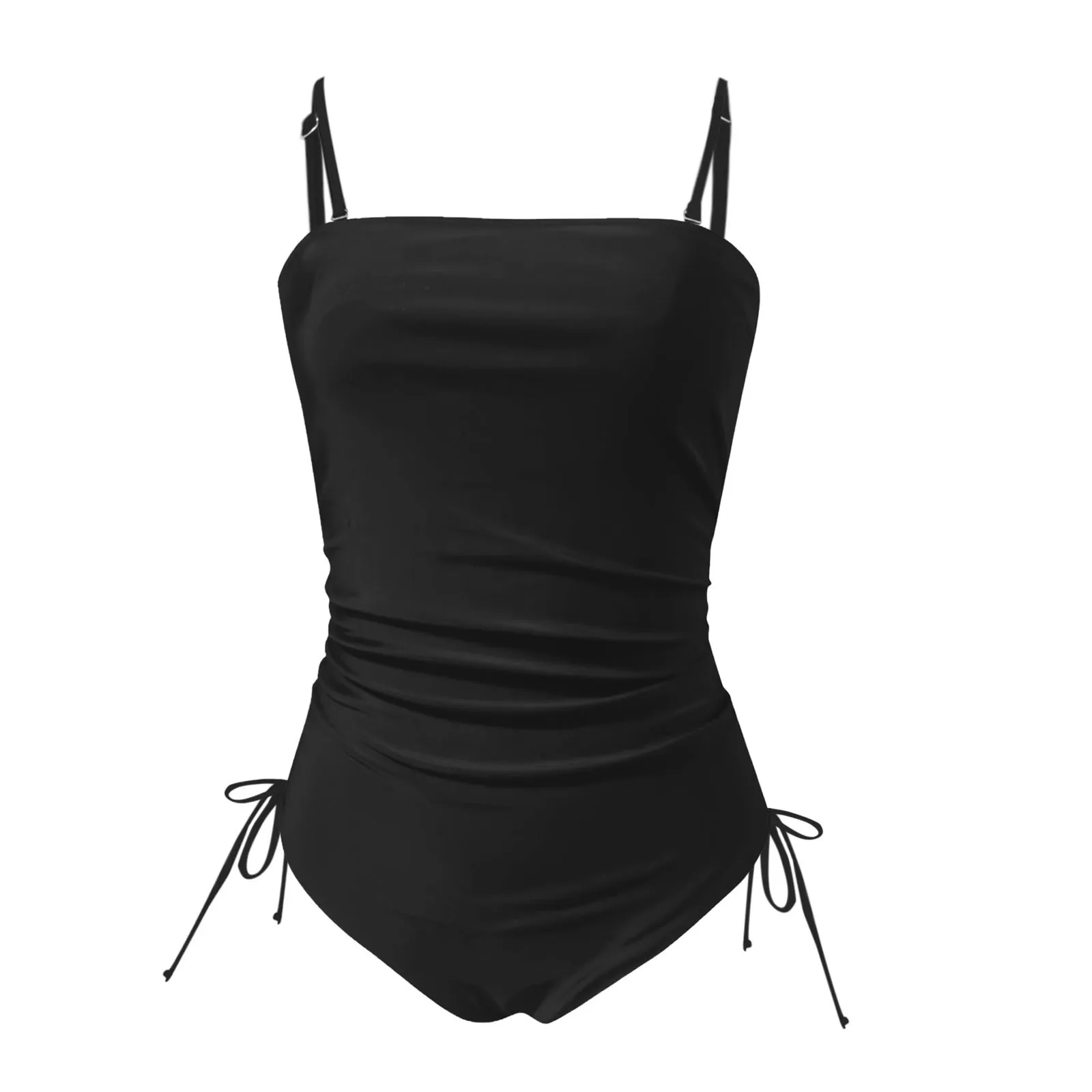 Costume da bagno intero con fasciatura sexy da donna tinta unita avvolgente petto senza schienale con coulisse laterale bikini sottile set monokini con controllo della pancia