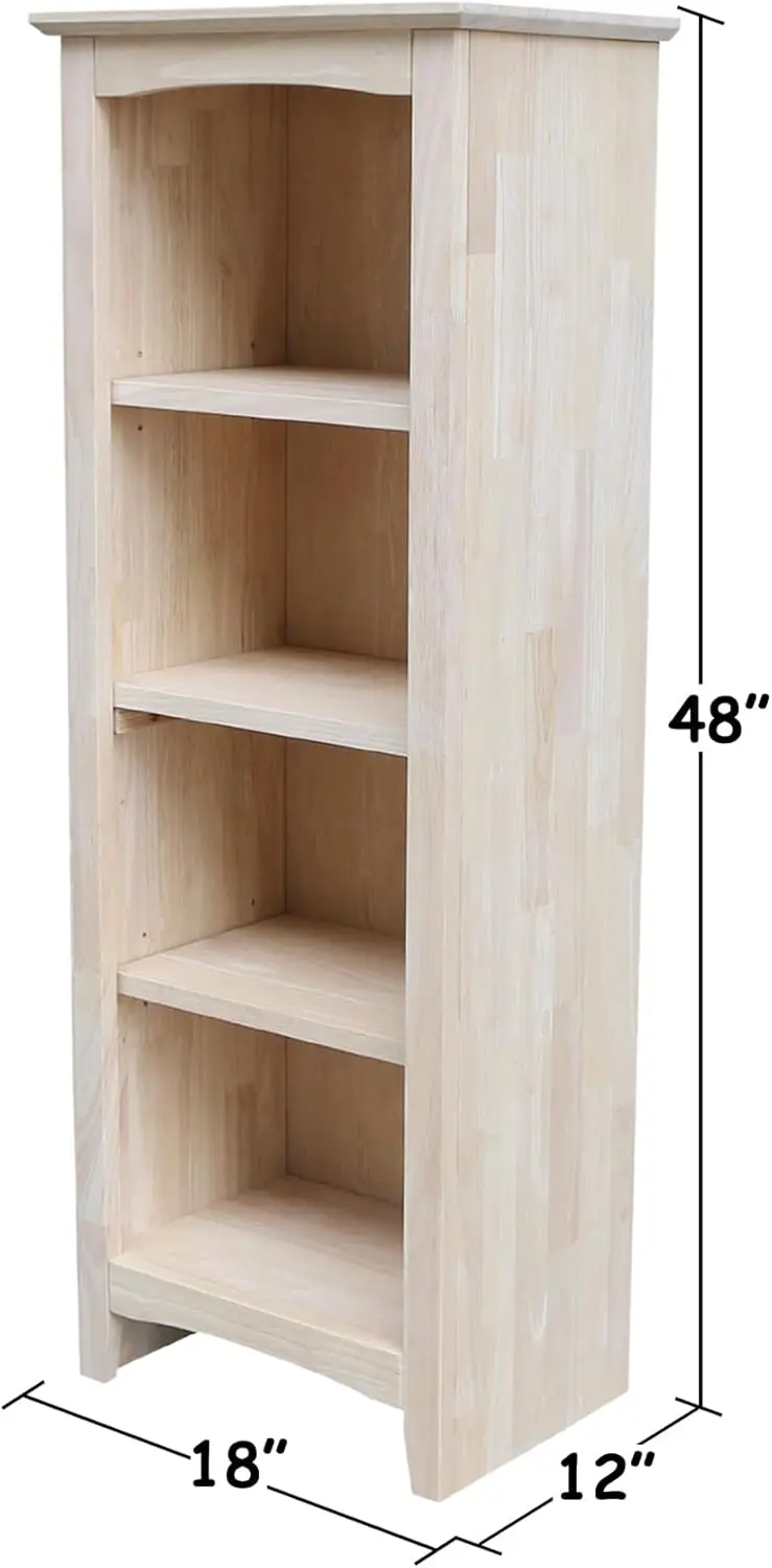 Solid Hardwood Shaker Bookcase  Enclosed  Adult Classic Wood Shelf Rectangular 12