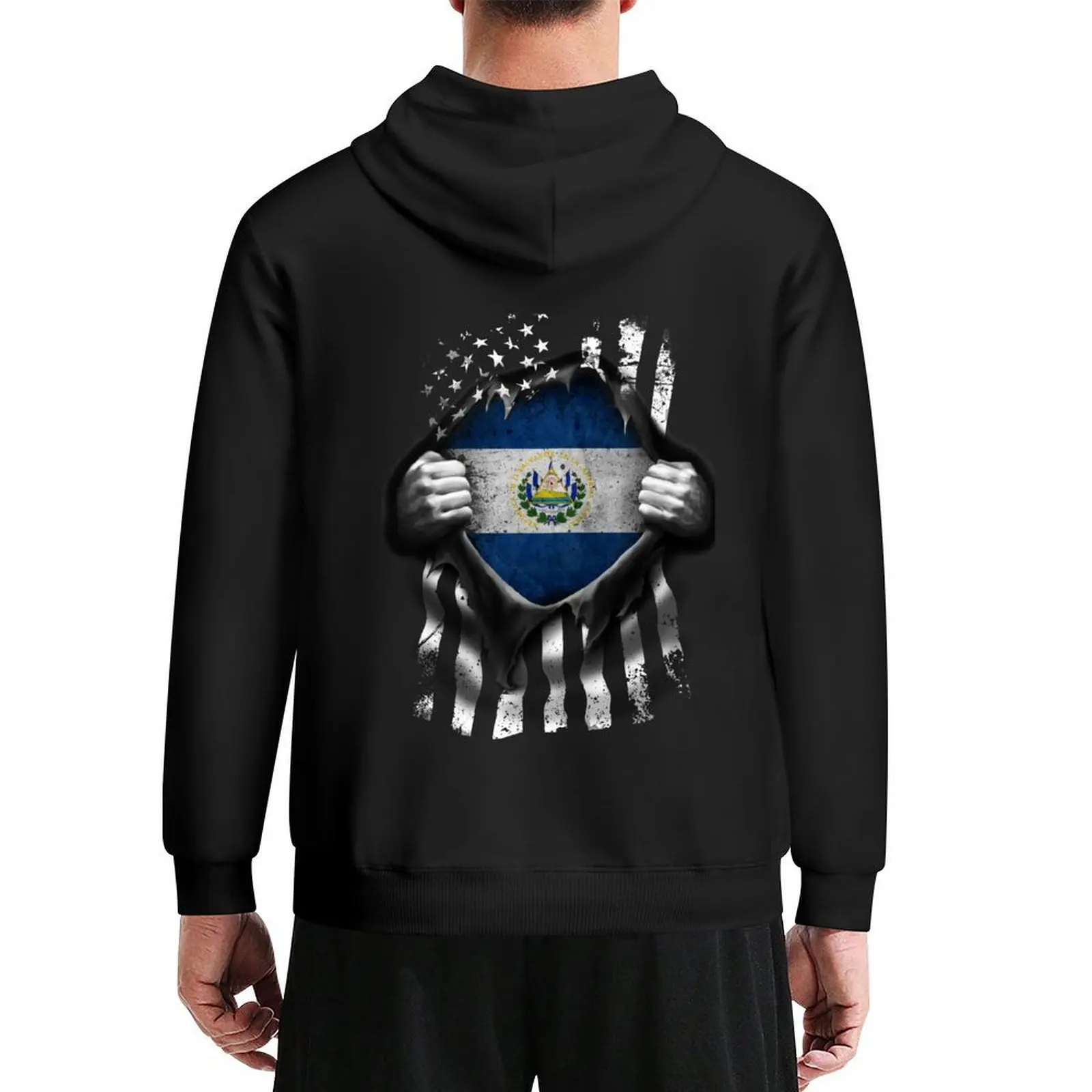 

Salvadoran American Flag USA El Salvador Hoodie mens clothes men's clothes mens designer clothes graphic t shirts men man hoodie