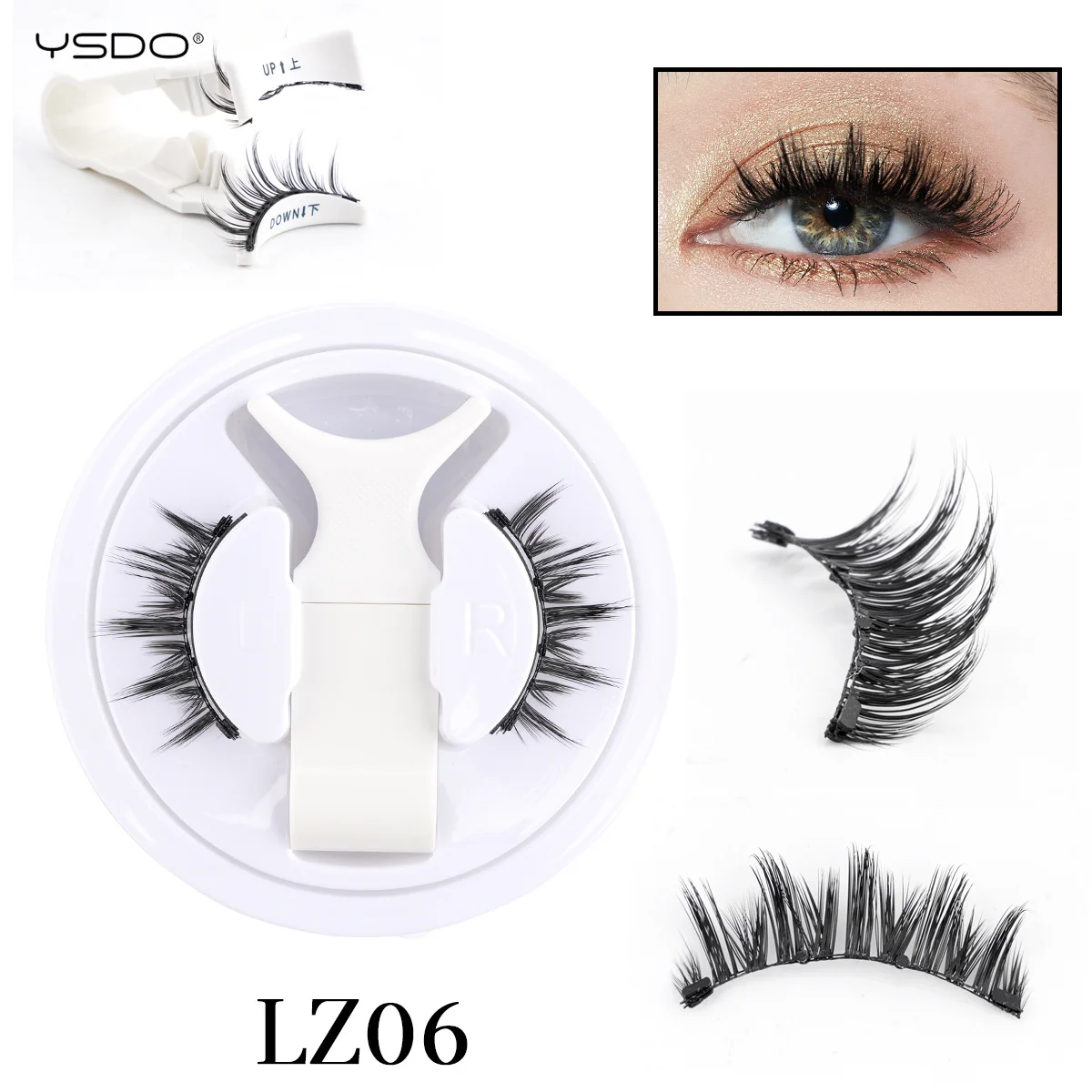 1 Pair Magnetic Lashes No Glue Needed Handmade Premium Natural 3D Magnetic Reusable Eyelash 3-Step Press On False Eyelash