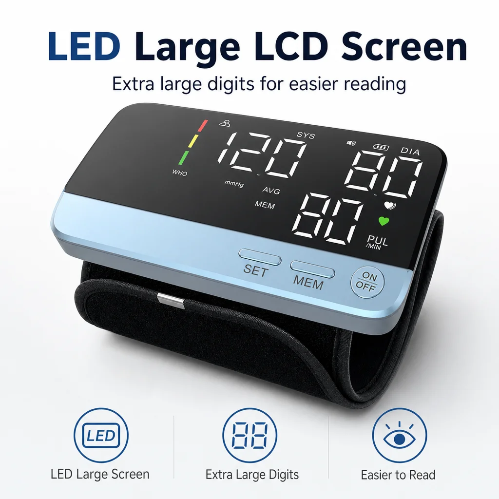 AiQUE All-in-One Oberarm-Blutdruckmessgerät 400mAh Wiederaufladbar 22-36CM Manschette Automatisches Blutdruckmessgerät mit LED-Anzeige für Zuhause