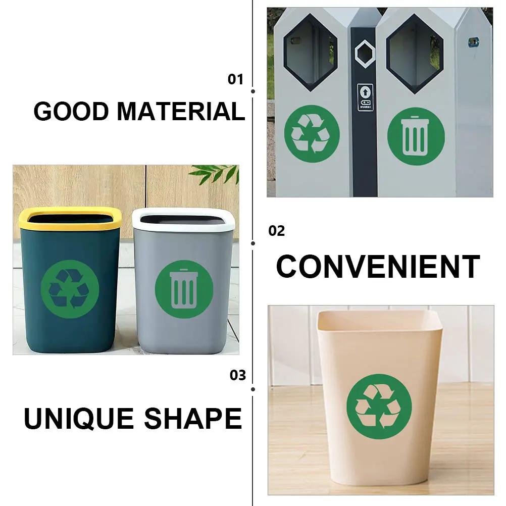 

2pcs Wall Stickers PVC Trash Decals Labels Recycling Waste Sorting Kitchen Bin Adhesive Sticker Environmental Protection
