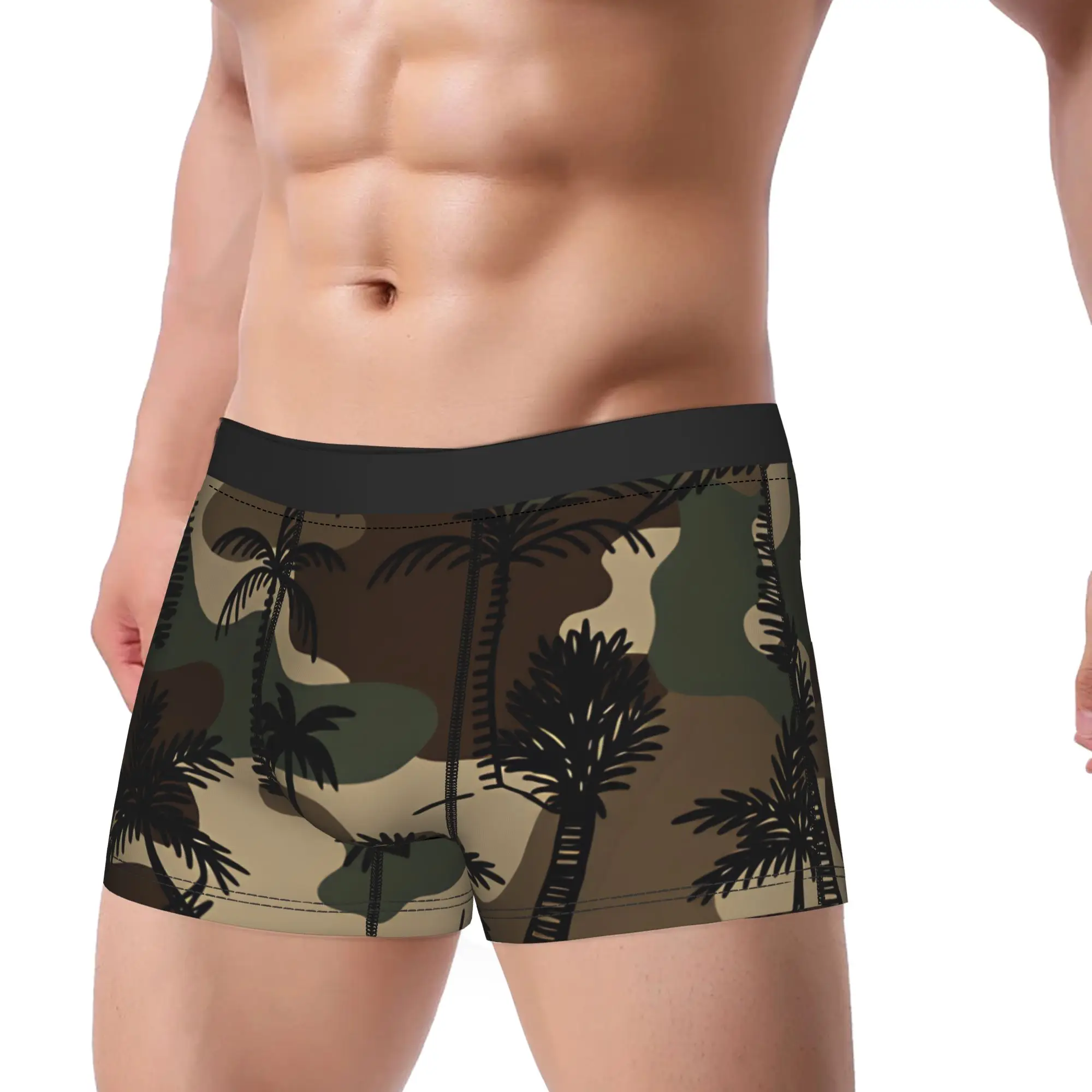 Cute Cat Camouflage  Boxer Shorts  Pouch Underwear Quality Pattern Shorts Briefs Soft Trend Males Panties Big Size 2XL
