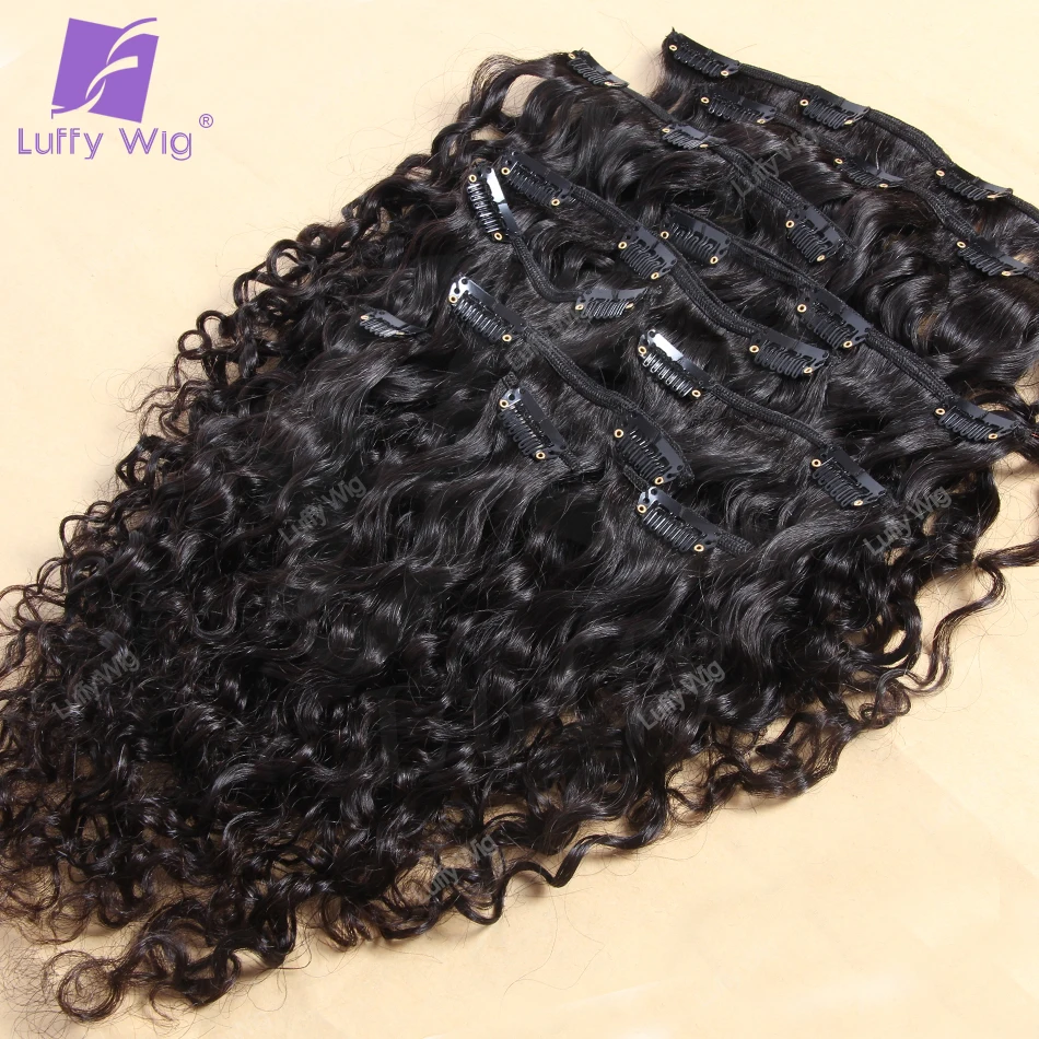 Curly Clip In Hair Extensions Real Brazilian Remy Raw Human Hair Clip On Bundles Natural Color Ins Curls For Black Women Luffy