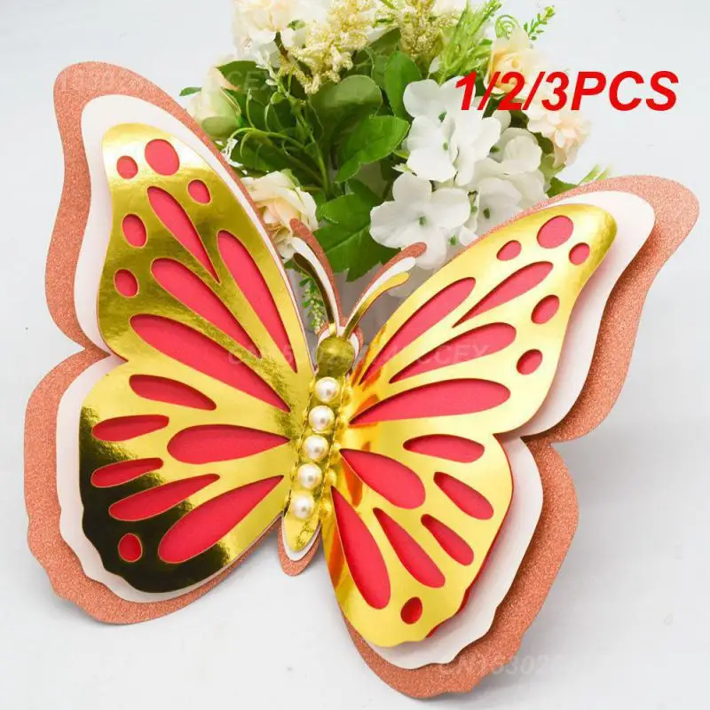 1/2/3PCS 3d Butterfly Decor Wedding Holiday Decor Simulation Butterfly Decor Stickers Unique Rooms Decor