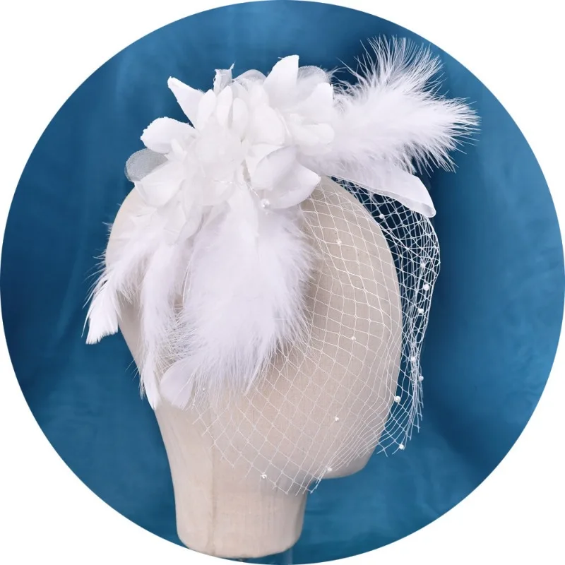 European and American Feather Veil Headband Bridal Accessory