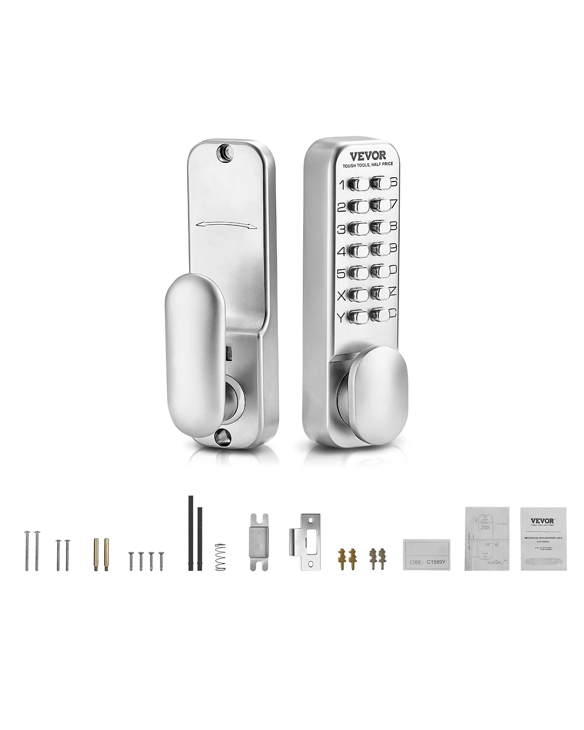 VEVOR Mechanical Keyless Entry Door Lock 14 Key Mechanical Door Lock Mechanical Keypad Door Knob Single-Side Keyless Gate Lock