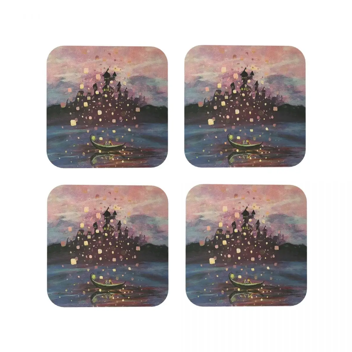 Tangled Lantern Painting Coasters Kitchen Placemats Non-slip Insulation Cup Coffee Mats For Decor Home Tableware Pads Set of 4