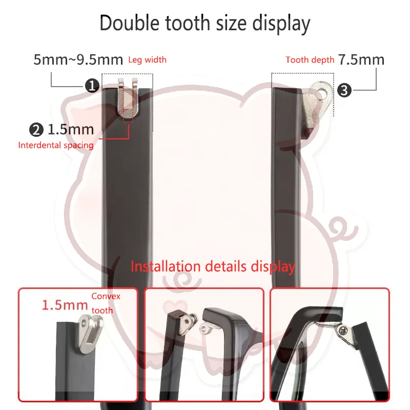1Pair Eyeglasses Temple Arm Double Tooth Flat Teeth TR90 Eyeglasses Replacement Anti-Slip Leg Glasses Repair Accessories