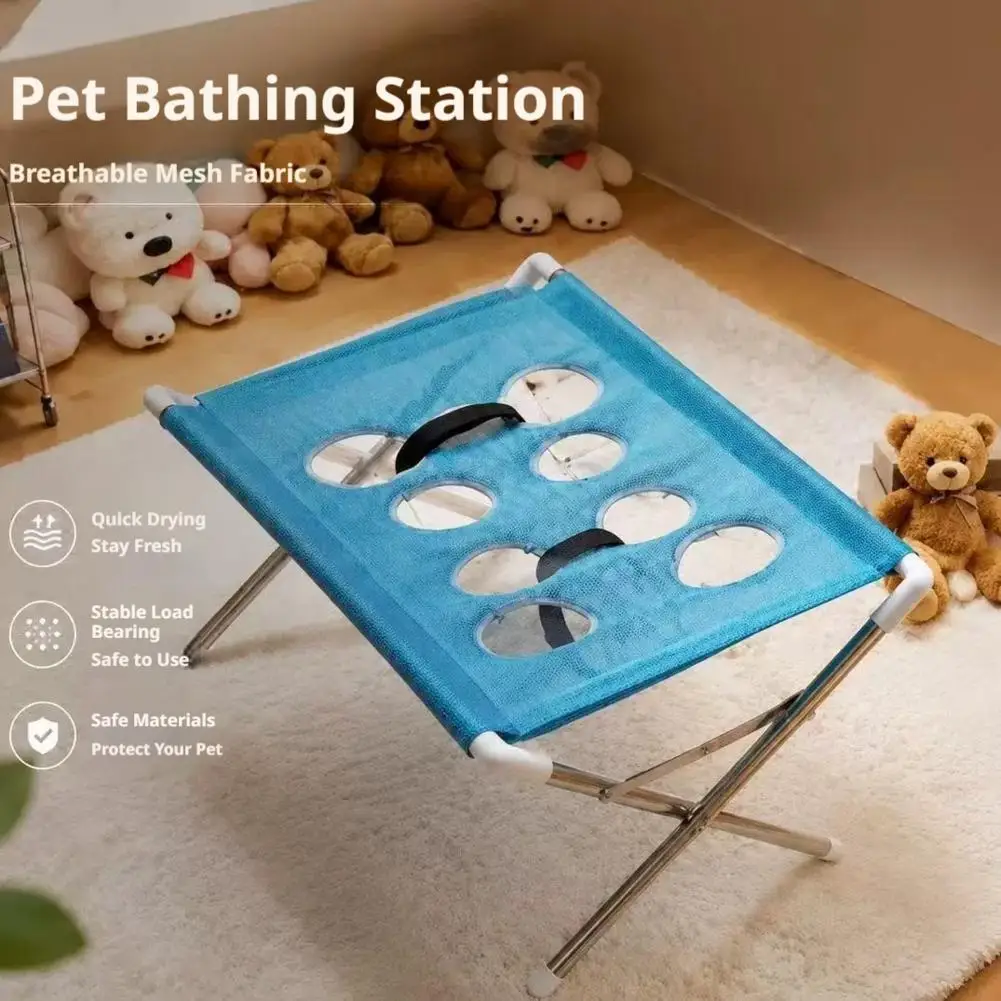 Pet Grooming Hammock Stand Foldable Dog Cat Nail Clipping Harness Stainless Steel Portable Breathable Mesh Grooming Care Tool