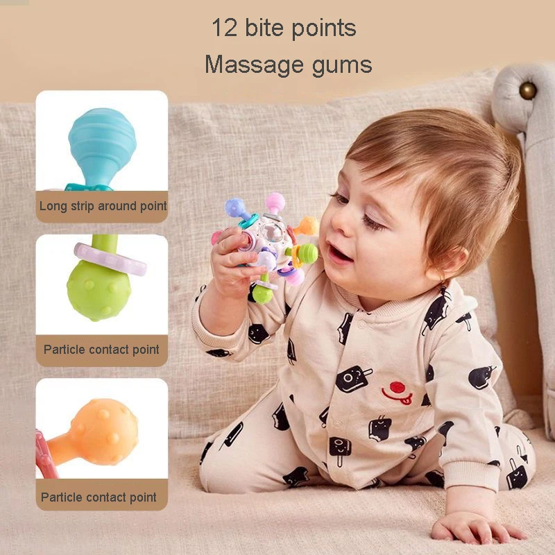 Hochet Rotatif en Silicone TeWindsor pour Bébé de 0 à 12 Mois, Jouet de Développement pour Enfant