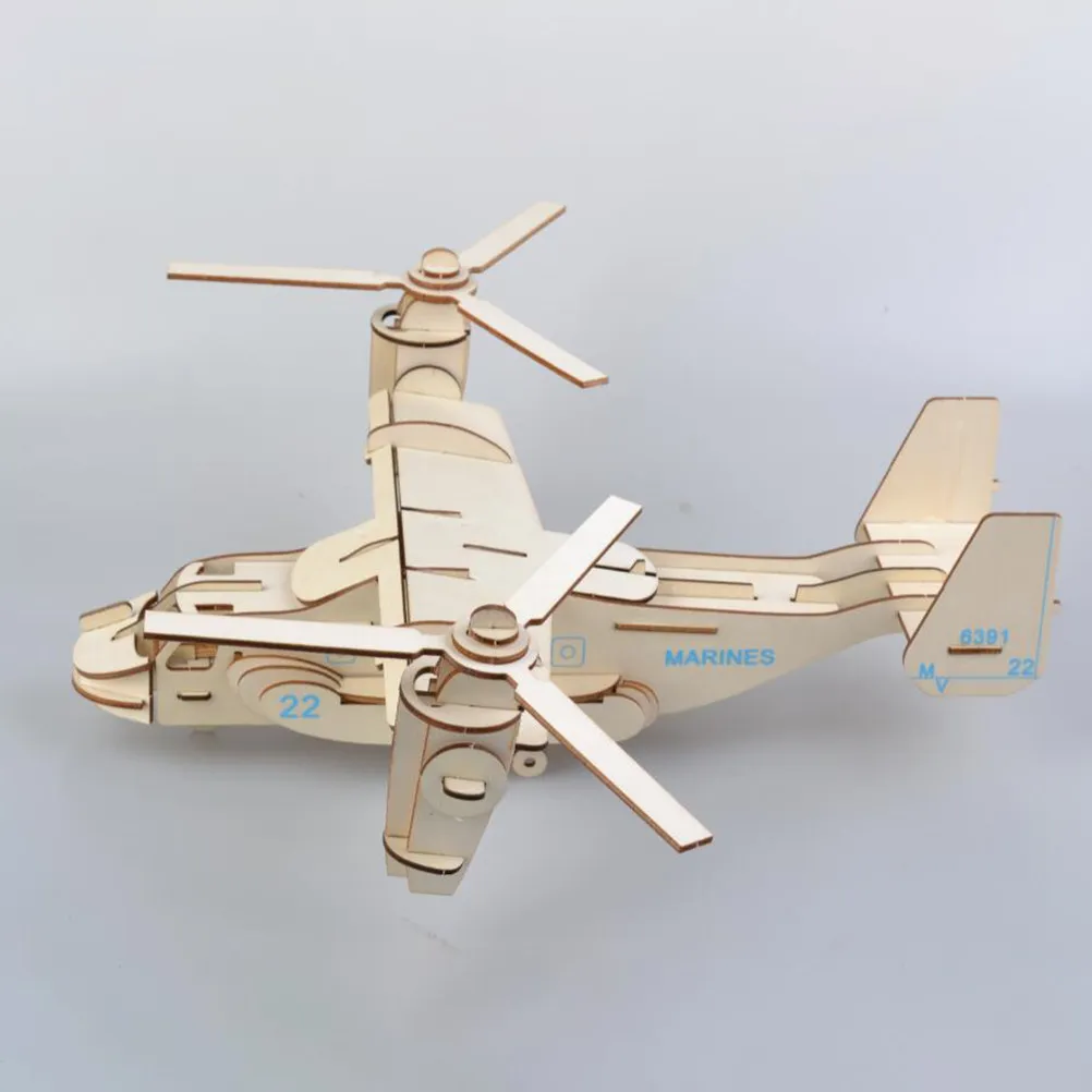 Premium Wood 3D Puzzle Aircraft Shape DIY Educational Kit for Children Enhances Imagination Dexterity Display