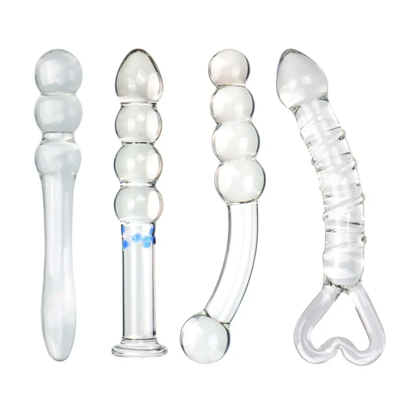 Crystal Glass Dildos Realistic Dildo Penis Glass Beads G-Spot Anal Butt Plug Erotic Sex Toys for Woman Couples Adults