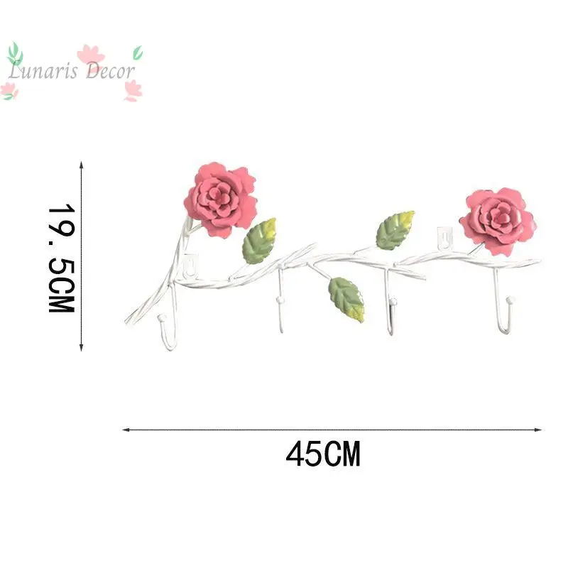 American Style Wrought Iron Rose Spray Paint Hanging Hook 3kg Load-Bearing Capacity for Living Room Bathroom Bedroom