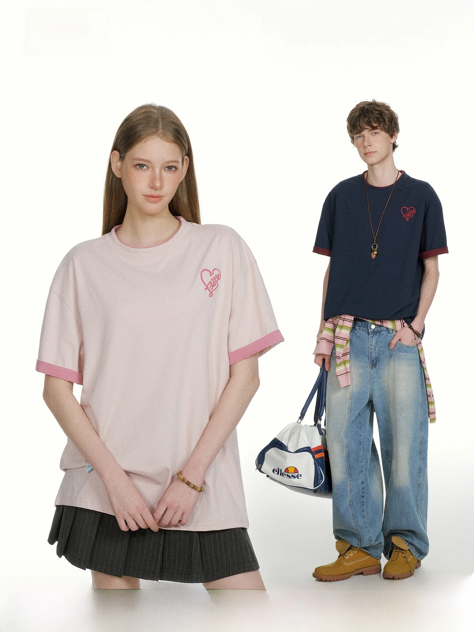 

Женская футболка Beetle Town American Sport с вышивкой в виде сердца, летняя коллекция 2026, повседневная, свободного кроя, из смесового хлопка