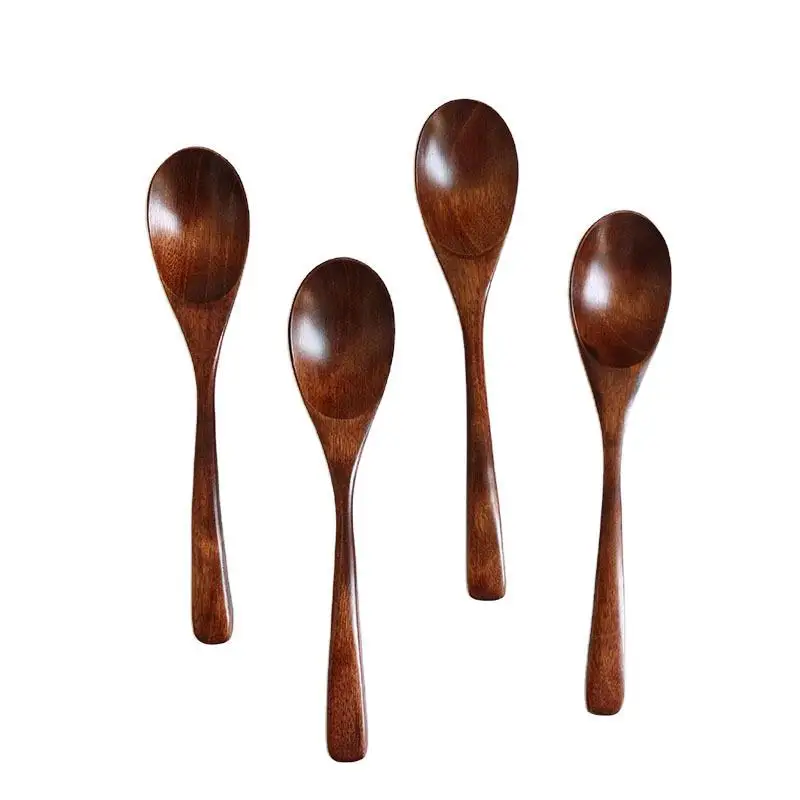 

Natural Wooden Spoon Home Flatware Porridge Bowl Chinese Bamboo Dinner Spoon Japanese Soup Spoon for Restaurant Dinner Tableware