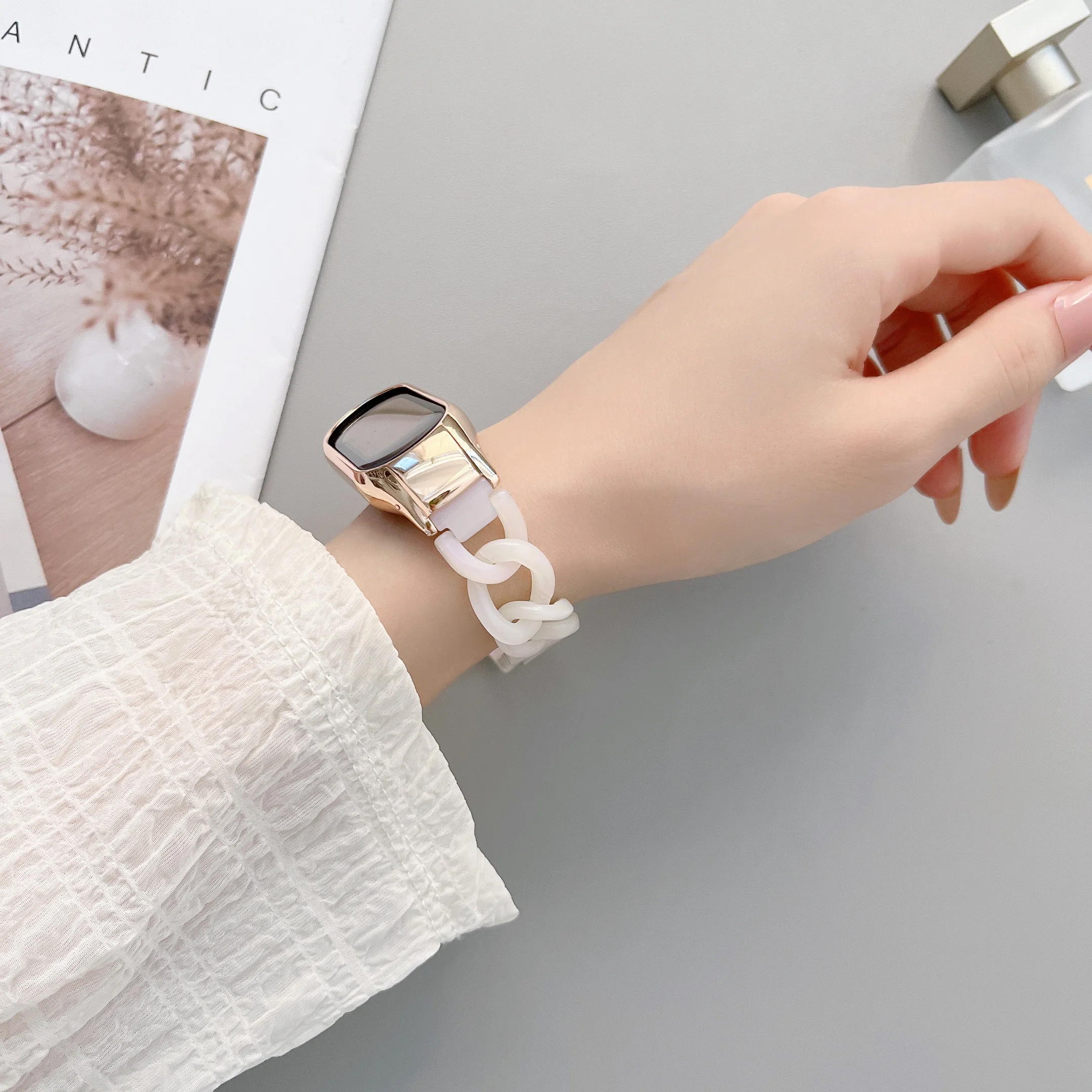 Resin strap For Xiaomi Mi band 8 7 Single Row Denim Chain Sports Smart Bracelet Wristband For Xiaomi Mi band 6 5 4 Correa strap