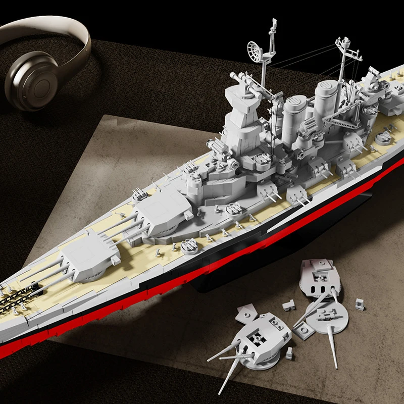 

North Carolina Battleship Building Blocks Model 1:300 Ship Set Modular Building Block Assembly Model DIY Toy Adults Gift 2662PCS