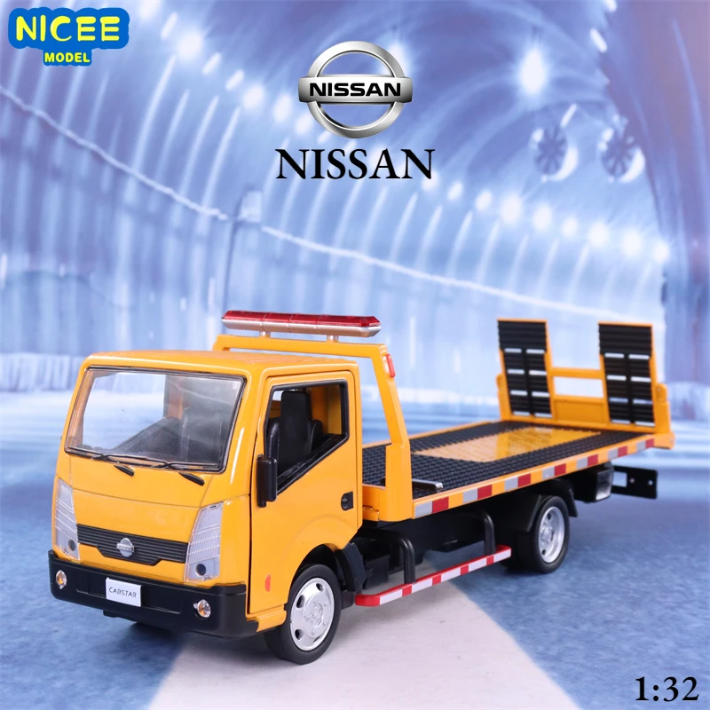 

1:32 Nissan trailer Engineering Vehicle Diecast Metal Alloy Model car Sound Light Pull Back Collection Kids Toy Gifts F442