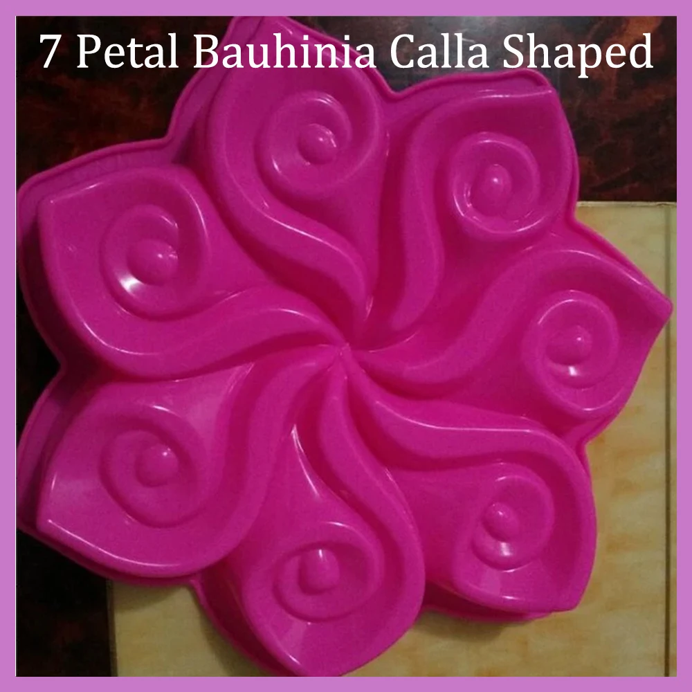 7 Petal Bauhinia Calla Shaped Cake Plate Decoration Cake Tool High Temperature Resistant Baking Tool Silicone Cake Mold