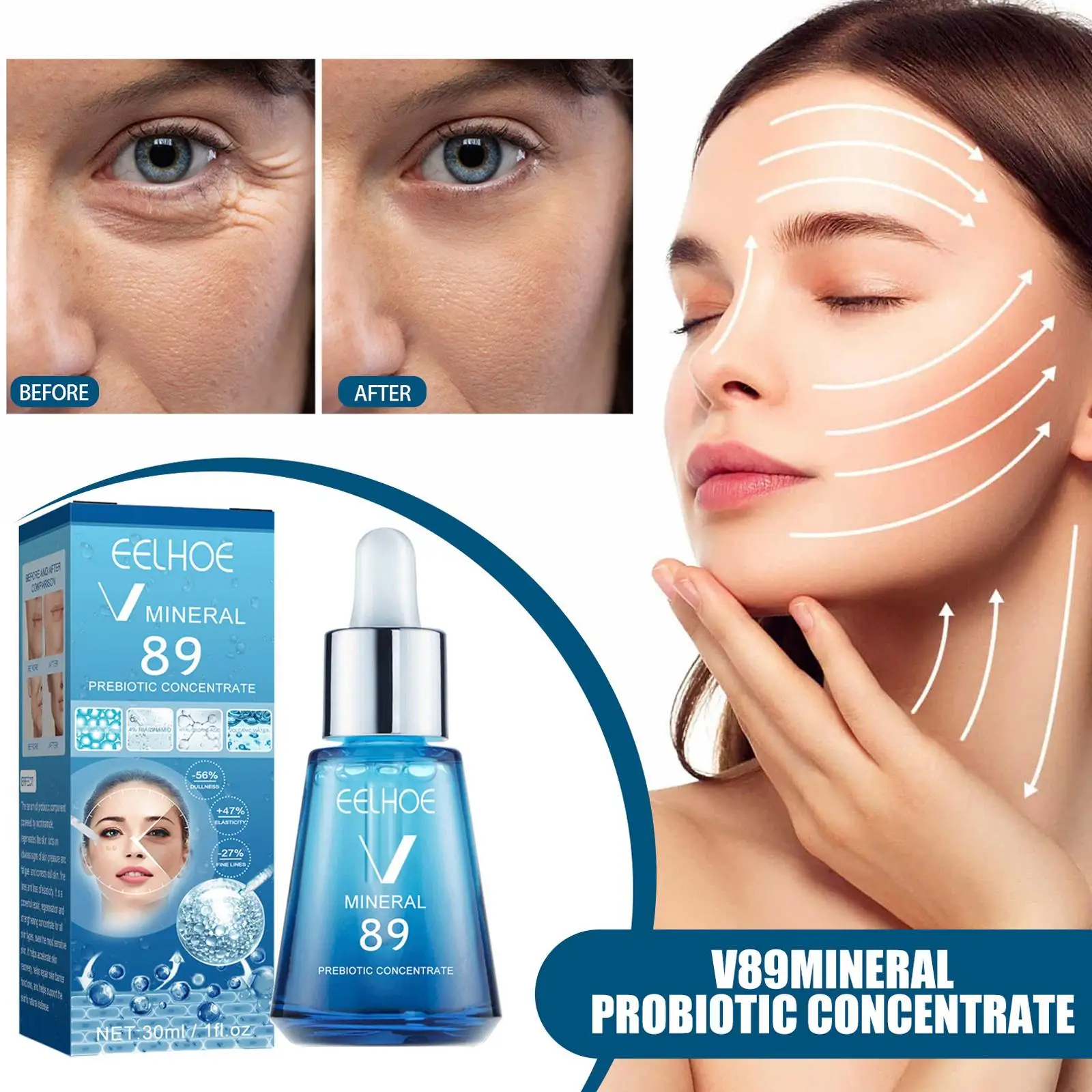 30ML V Mineral 89 Serum Anti Wrinkle Moisturizing Firming Nasolabial Folds Care Skin Essence Beauty Facial Tighten Remover R3U6