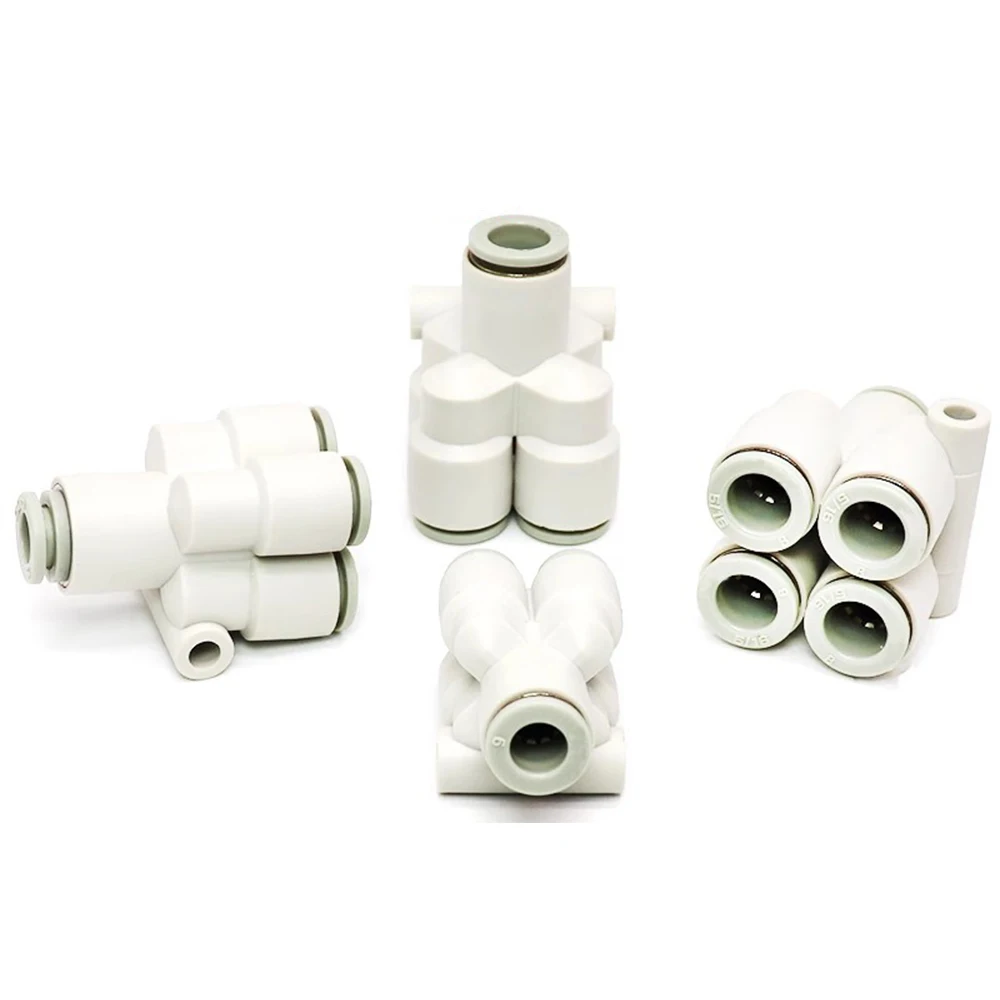 KQ2UD04-06 Pneumatic Quick Coupling Y-shaped Five way Variable Diameter One in Four out Gas Pipe PU Hose White PRG 10-12 08-10