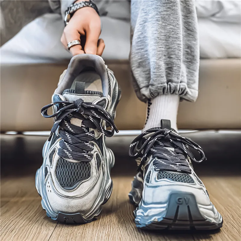 

Retro Old Silver Platform Sneakers for Women Men 2026 Trendy Chunky Dad Shoes Thick Sole Mesh Breathable Casual Walking Trainers