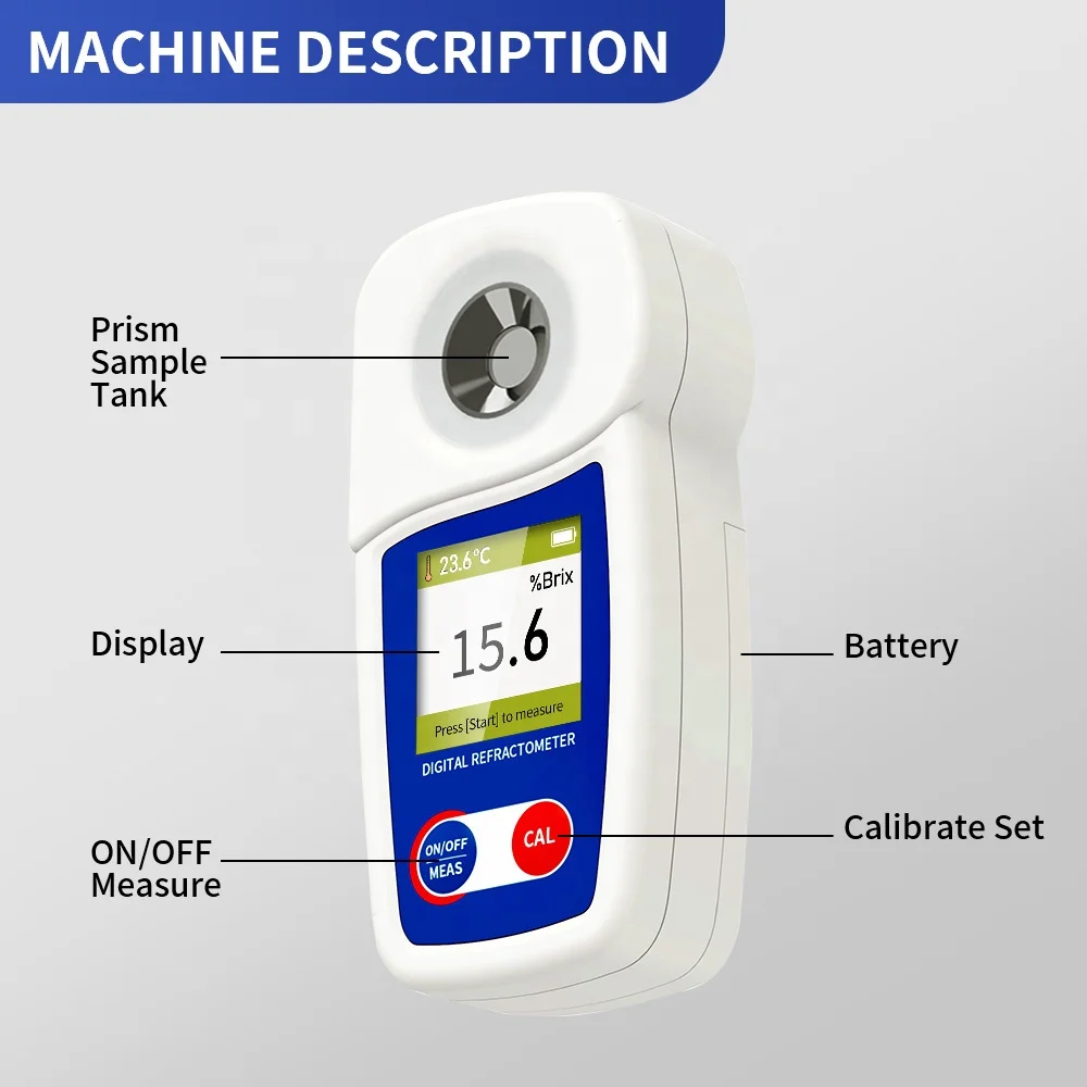 أجهزة قياس الانكسار الرقمية المحمولة شاشة كبيرة 0-35% مقياس الانكسار مؤشر الانكسار #5