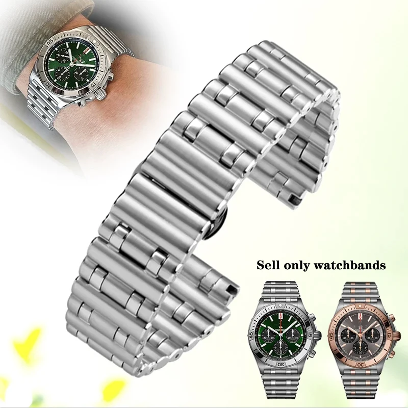22mm 24mm Premium-Grade solid metal Strap For Breitling mechanical timing 316L fine Stainless steel watch Super Ocean watchbands