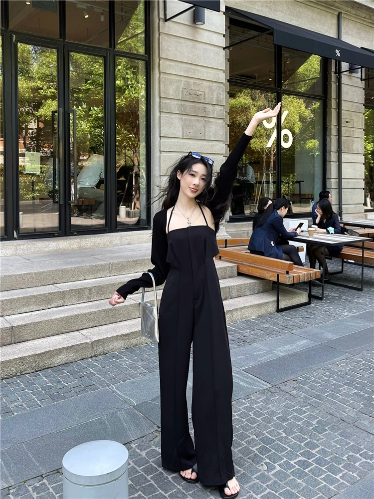 

Sexy Strapl One-Piece Pants High Waist Wide Leg Street Sle Summer Women's Clothing Hanging Ne Design Big Ba Exposure