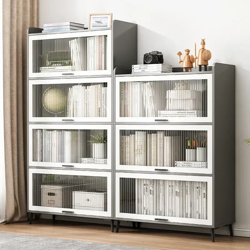 

Modern Bookcases Simple Retro Bookshelf with Door Nordic Home Furniture Office Desk Organizer Multi-layer Storage Shelf Wall