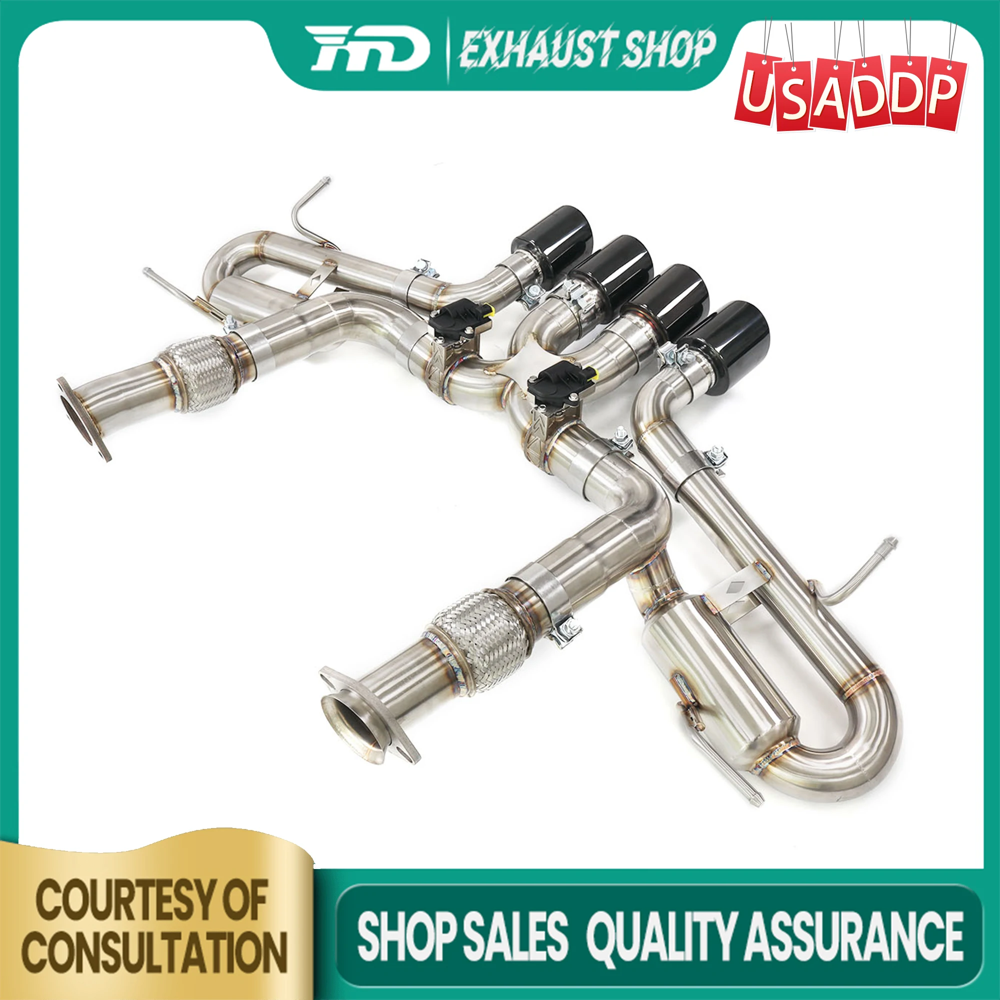 

HMD Exhaust Catback for Corvette C8 Z06 SS304 Electronic valve Muffler Tip High quality X pipe design Lossless installation