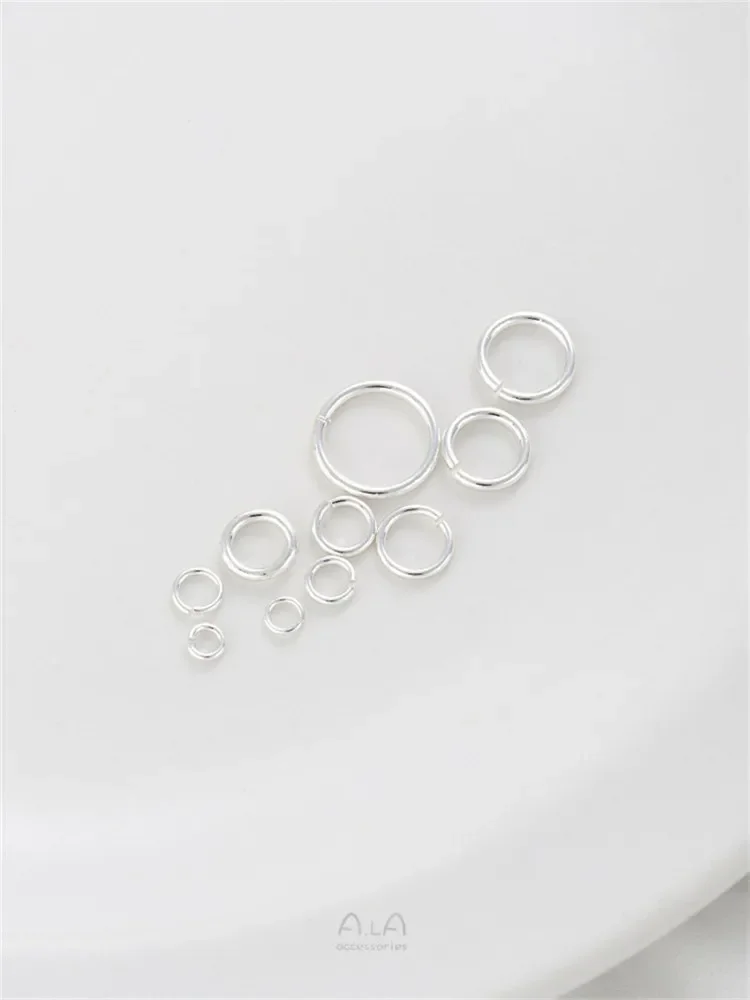 اليدوية النحاس يرتدون 925 سميكة الفضة حلقة مفتوحة دائرة واحدة O اتصال الدائري ل سوار ذاتي الصنع أقراط صنع المجوهرات #5