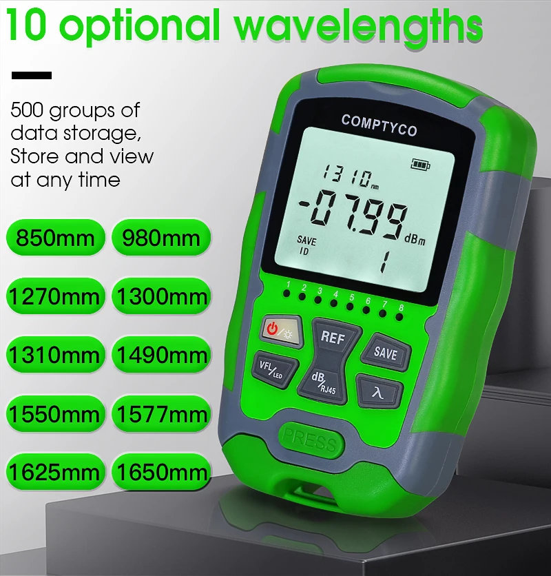 Rechargeable Fiber Tester 4 in 1 Mini Optical Power Meter -70~+10dBm & Visual Fault Locator & Rj45 Network Test & LED Lighting