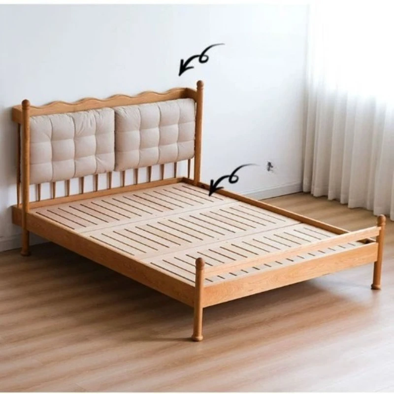 

Bed Small Unit All Solid Wood Double Bed Cherry Wood Softbag Queen Bed Furniture