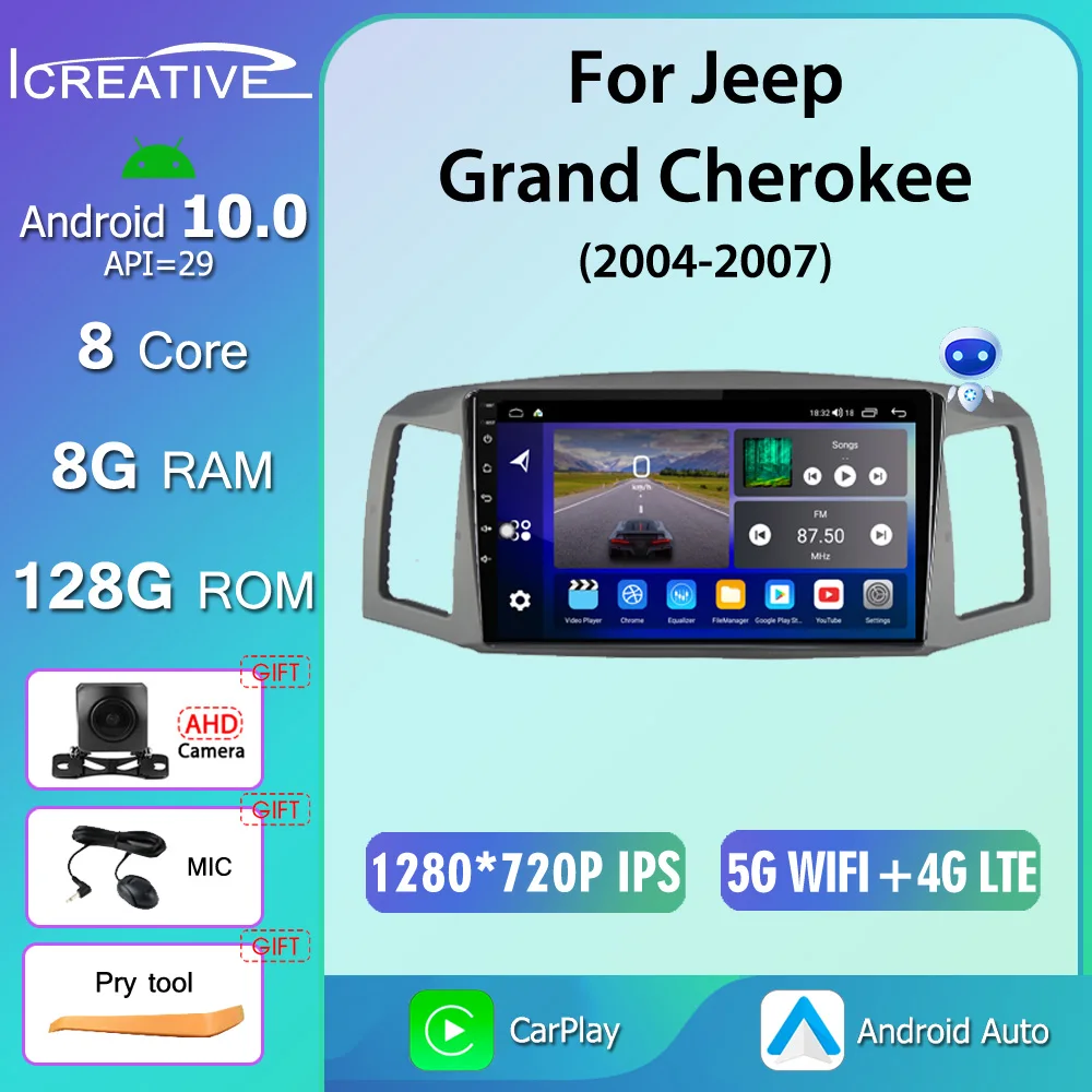 

QLED Автомагнитола для Jeep Grand Cherokee Grandcherokee 2004 - 2007 GPS мультимедийный плеер DSP Carplay Auto 8 Core Android 10 Stereo