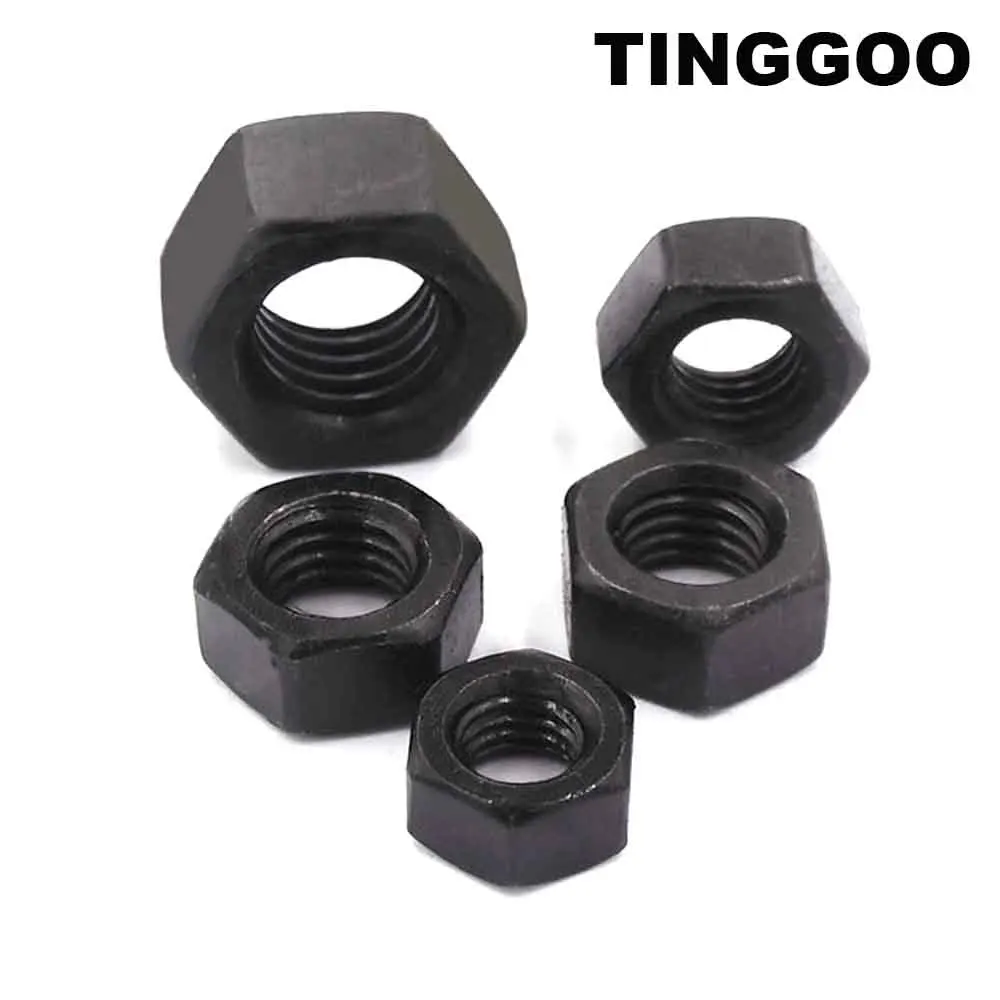 2/50pcs M1.6 M2 M2.5 M3 M3.5 M4 M5 M6 M8 M10 M12 M14 M16 Black Oxide Colour Carbon Steel Hexagon Hex Nut DIN934