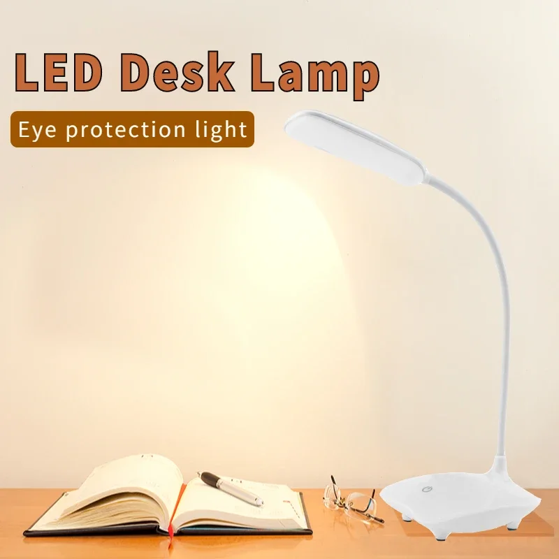 USB LED Desk Lamp Dimmable Touch Light 6500K Portable Night Creative Pen Holder Reading Bedside Lamp