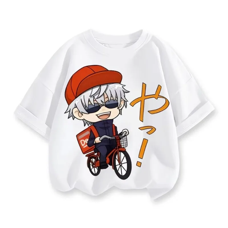 

2026 Summer Loose and Adorable Top Spell Return Fight Five Martial Arts Q-Edition Printed Short Sleeved Tshirt for Children's