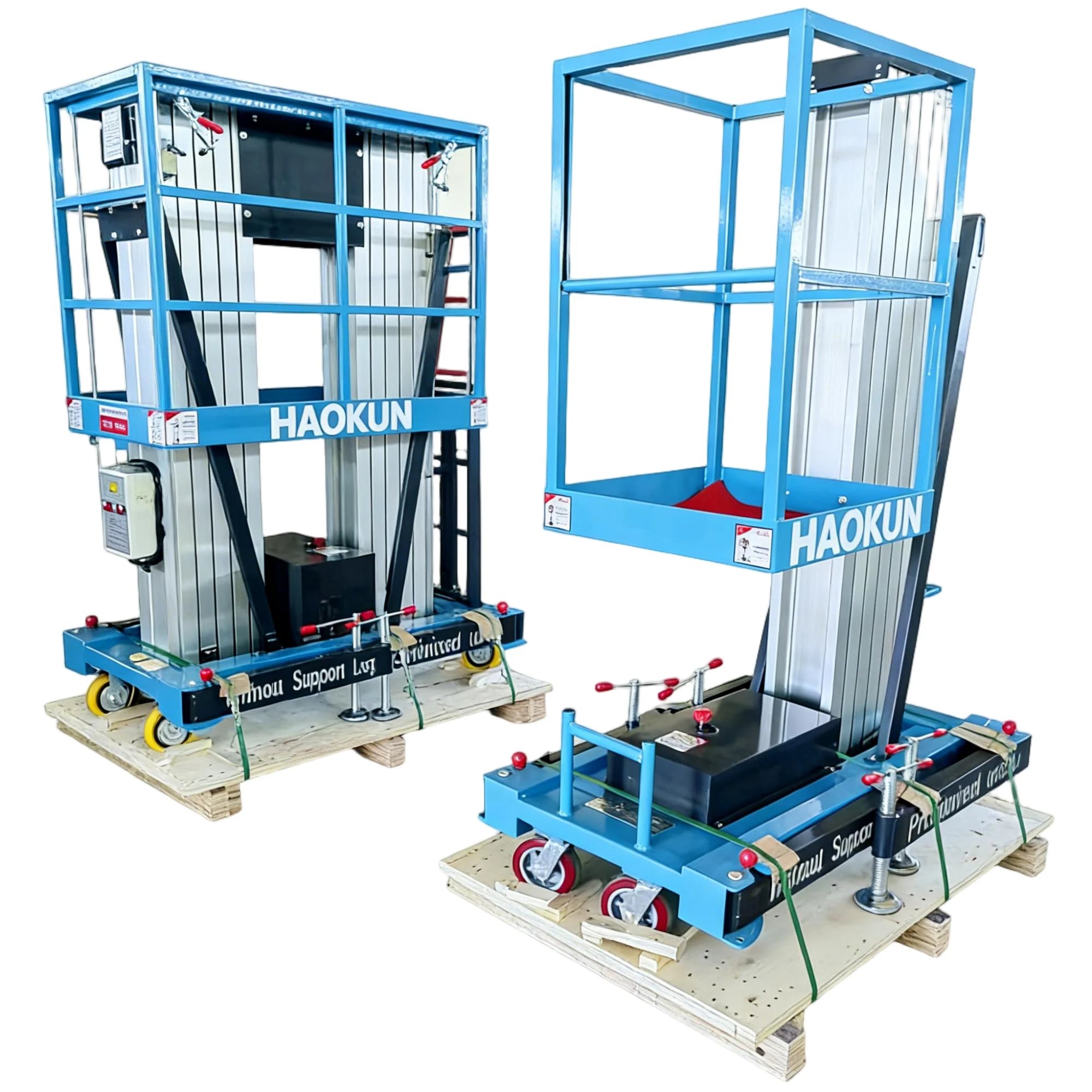 New Hydraulic Aluminum Alloy Lifting Platform-Portable Single/Double Mast Aerial Work Lift Remote Control High Load Capacity