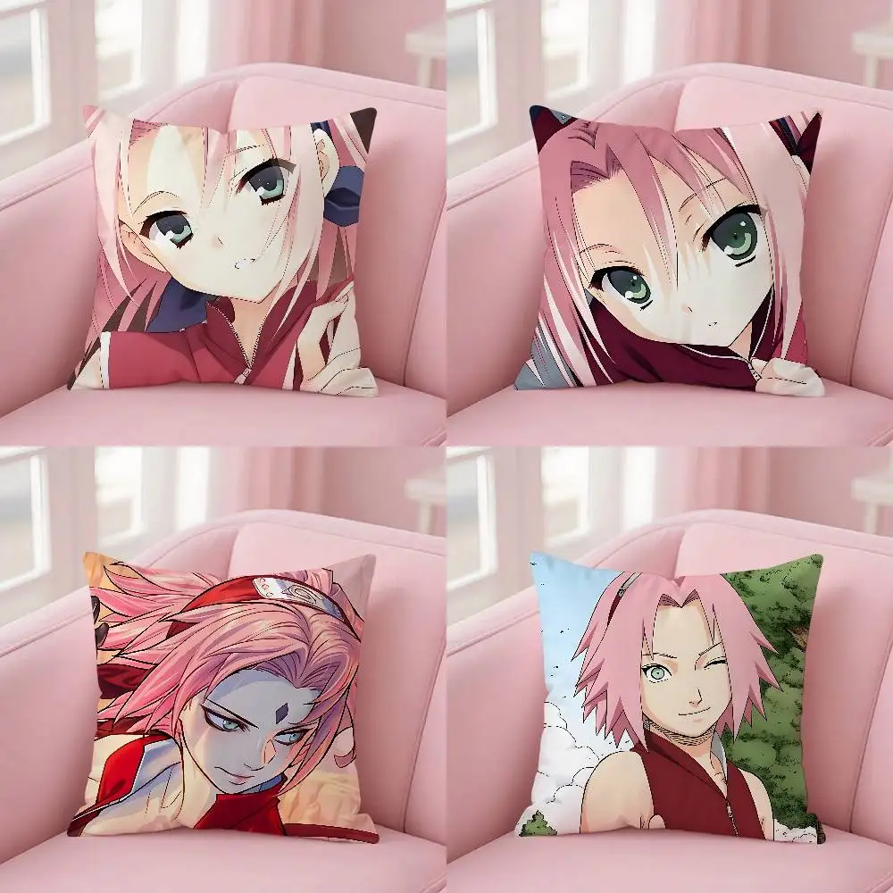 S-Sakura Haruno Case Plush Fabric Soft Pillowcase Double Sided Print Cushion Cover Household Gifts