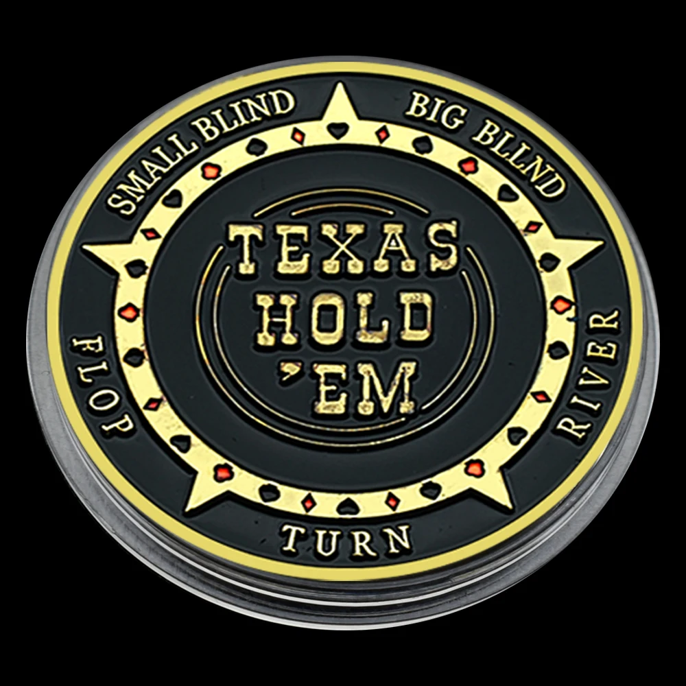 

Texas Hold'em Poker Gold Plated Coin with Plastic Case 1 Oz Creative Medal Lucky Challenge Coin Fans Collect Gift