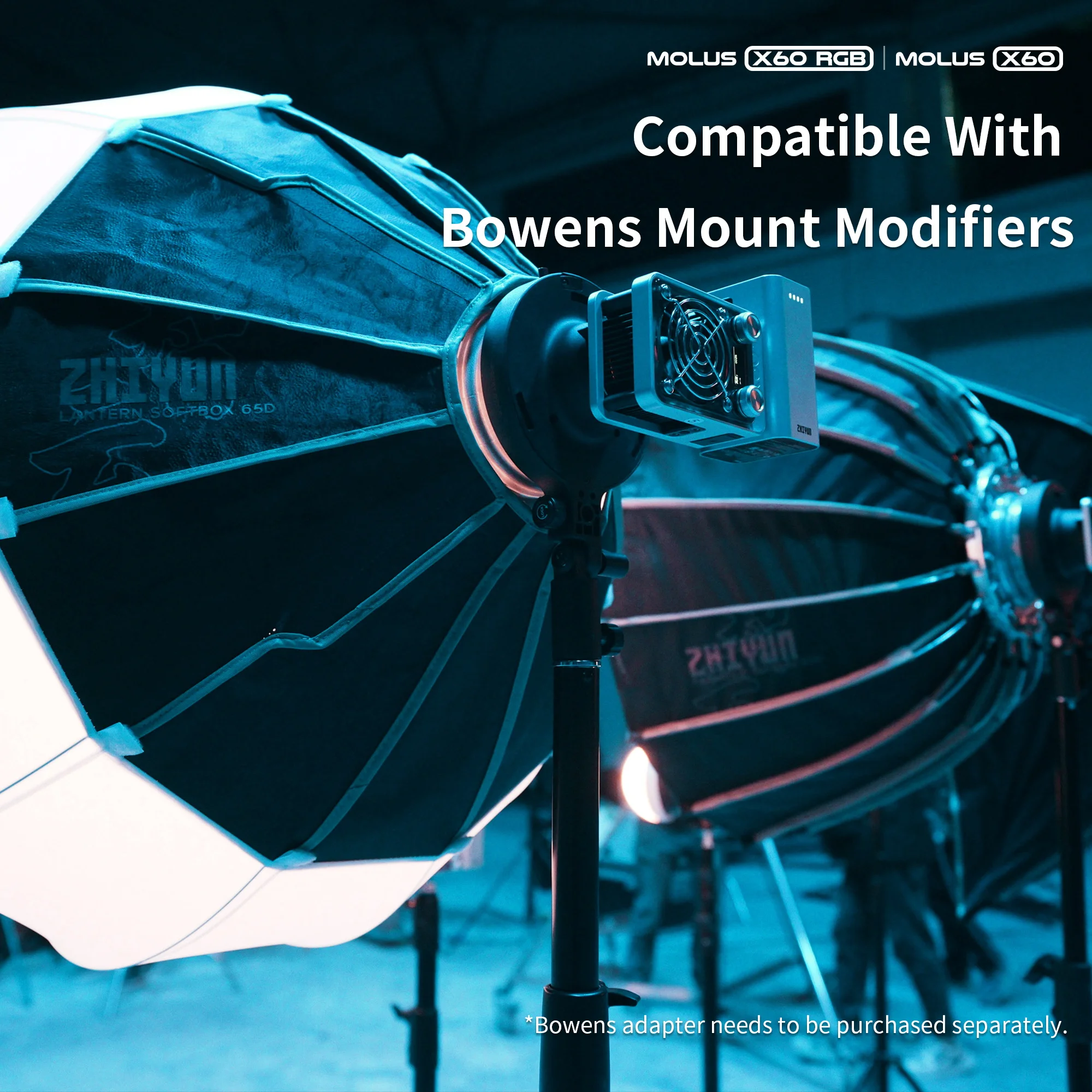 ZHIYUN Official MOLUS X60 60W Bi Color COB Light X60RGB RGB Video Lights LED Pocket Fill Lamp Portable Photography Lighting