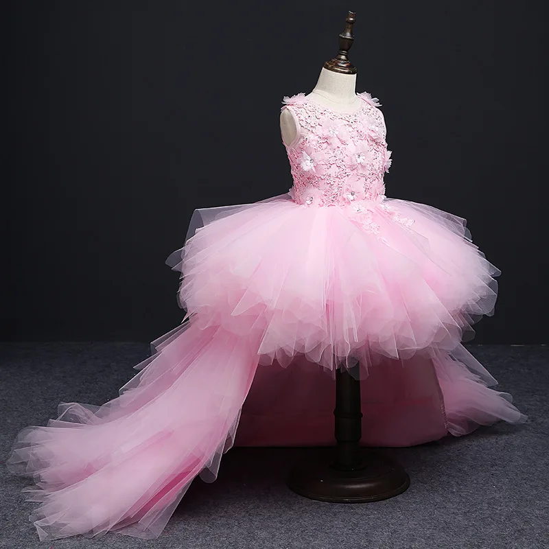 Girls\' Princess Dresses 3-16 Y Flower Girl Evening Dresses Children Trailing Puffy Dress Clothes