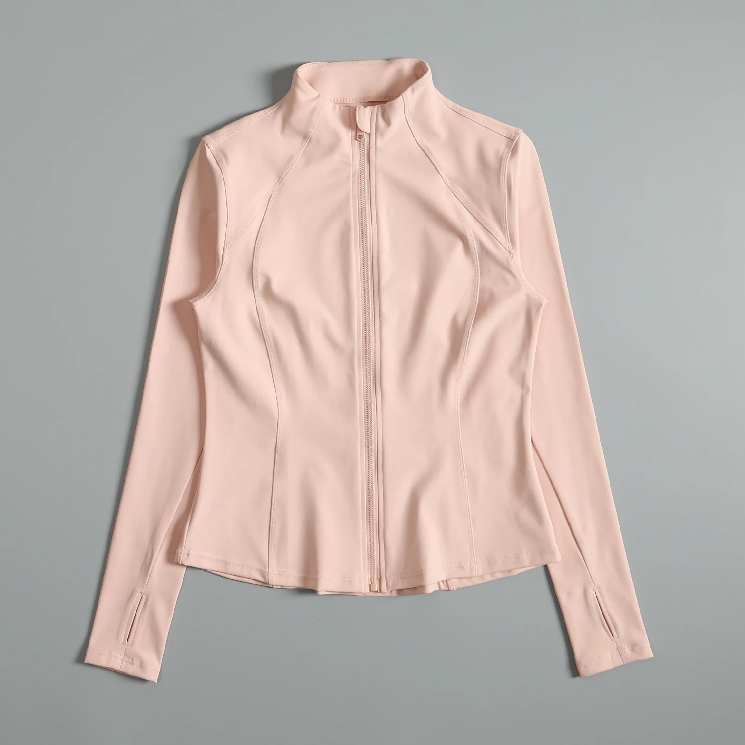 معطف رياضي للنساء في الخريف والشتاء بياقة واقفة ومقاوم للرياح والجري واللياقة البدنية وأكمام طويلة وتنحيف عالي المظهر