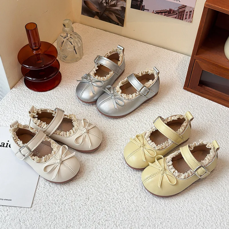 

Girls' Spring Autumn New Princess Shoes Fashionable PU Leather Soft Sole Non-slip Square Mouth Mary Jane School Student Loafer