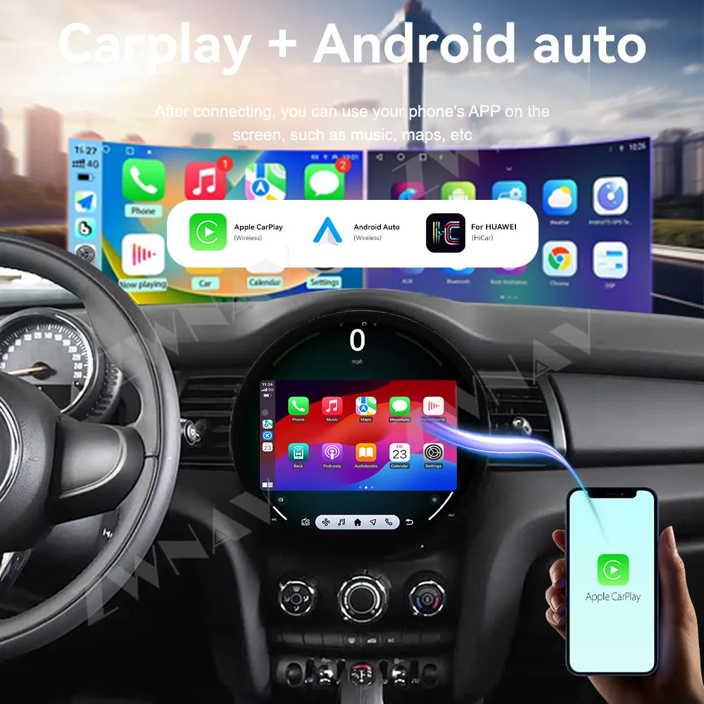 حار 11.7 ''أندرويد 14 لسيارات BMW mini 2016-2018 سيارة لتحديد المواقع والملاحة CarPlay HD شاشة تعمل باللمس رئيس وحدة مشغل وسائط متعددة راديو السيارات #2