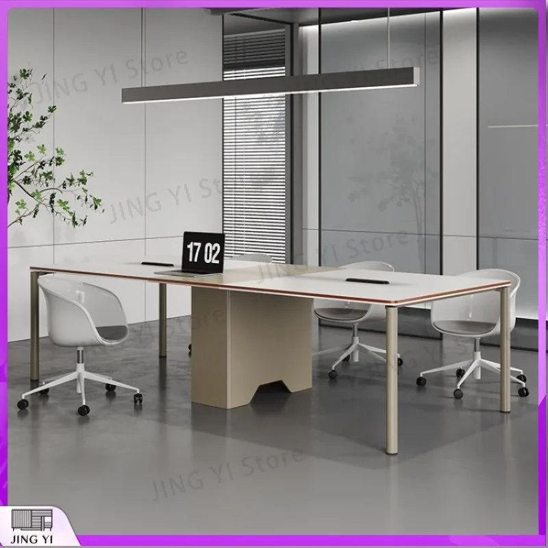 Industrial Rectangular Conference Table,Long Negotiation Desk Table and Chair Set,Office Workbench for Large &Small Meeting Room