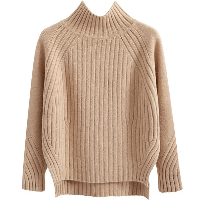 Lucyever 2024 New Solid Causal Pullover Sweaters Women Spring Turtleneck Bottoming Knitted Jumpers Woman Fashion All-match Tops