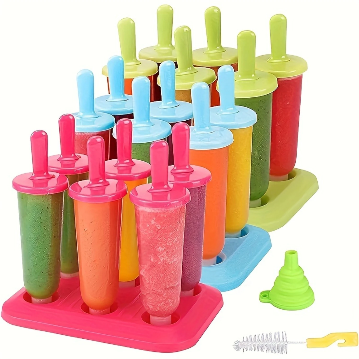 Plastic Popsicle Mold Set - Lead-Free Ice  Maker with Durable Stick Handles for  Treats, Safe and Creative Jelly Mold for Kitche